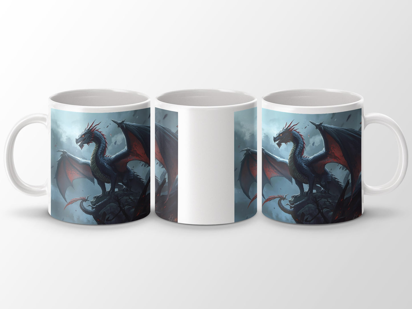Majestic Red and Black Dragon Art Print Mug product