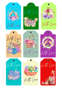 Assorted Gift Tags Set, Watercolor Floral and Holiday Designs, Pack of 12, Colorful Tags for Presents and Party Favors