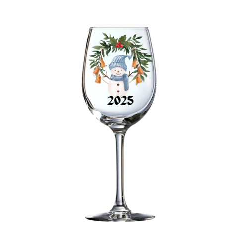 personalized Christmas themed wine glass