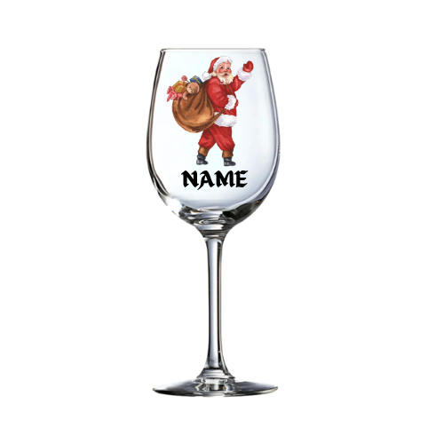 personalized Christmas themed wine glass