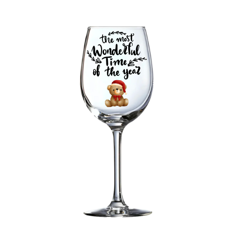 personalized Christmas themed wine glass