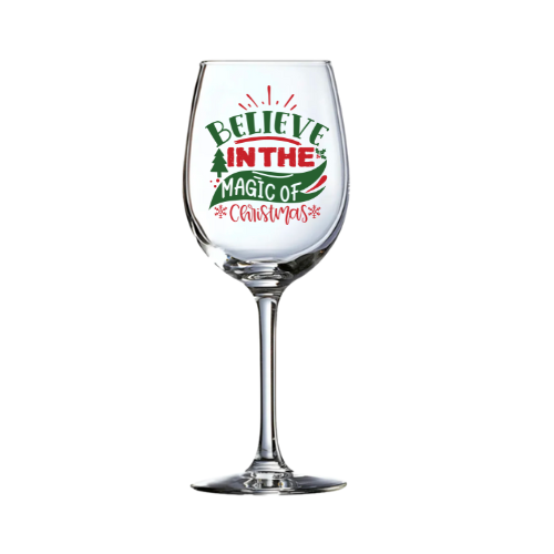 personalized Christmas themed wine glass