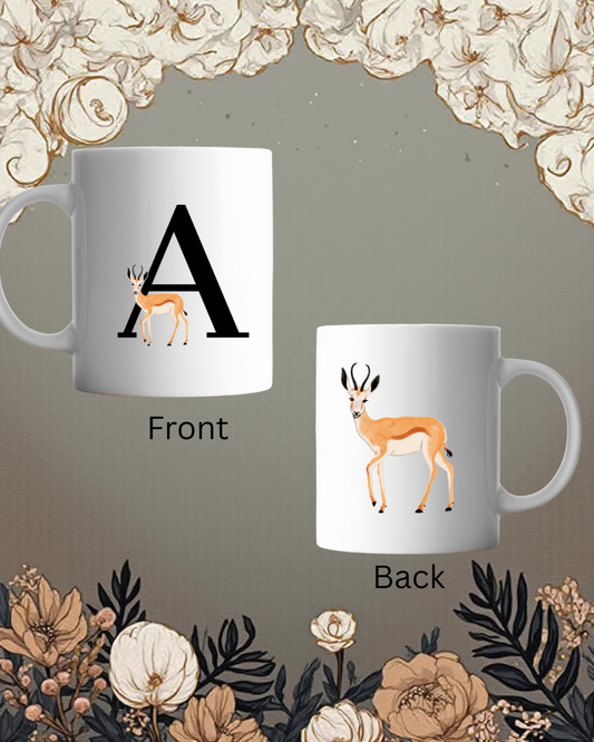 INITIAL MUG WITH CUTE ANIMAL NAMES CAN BE ADDED