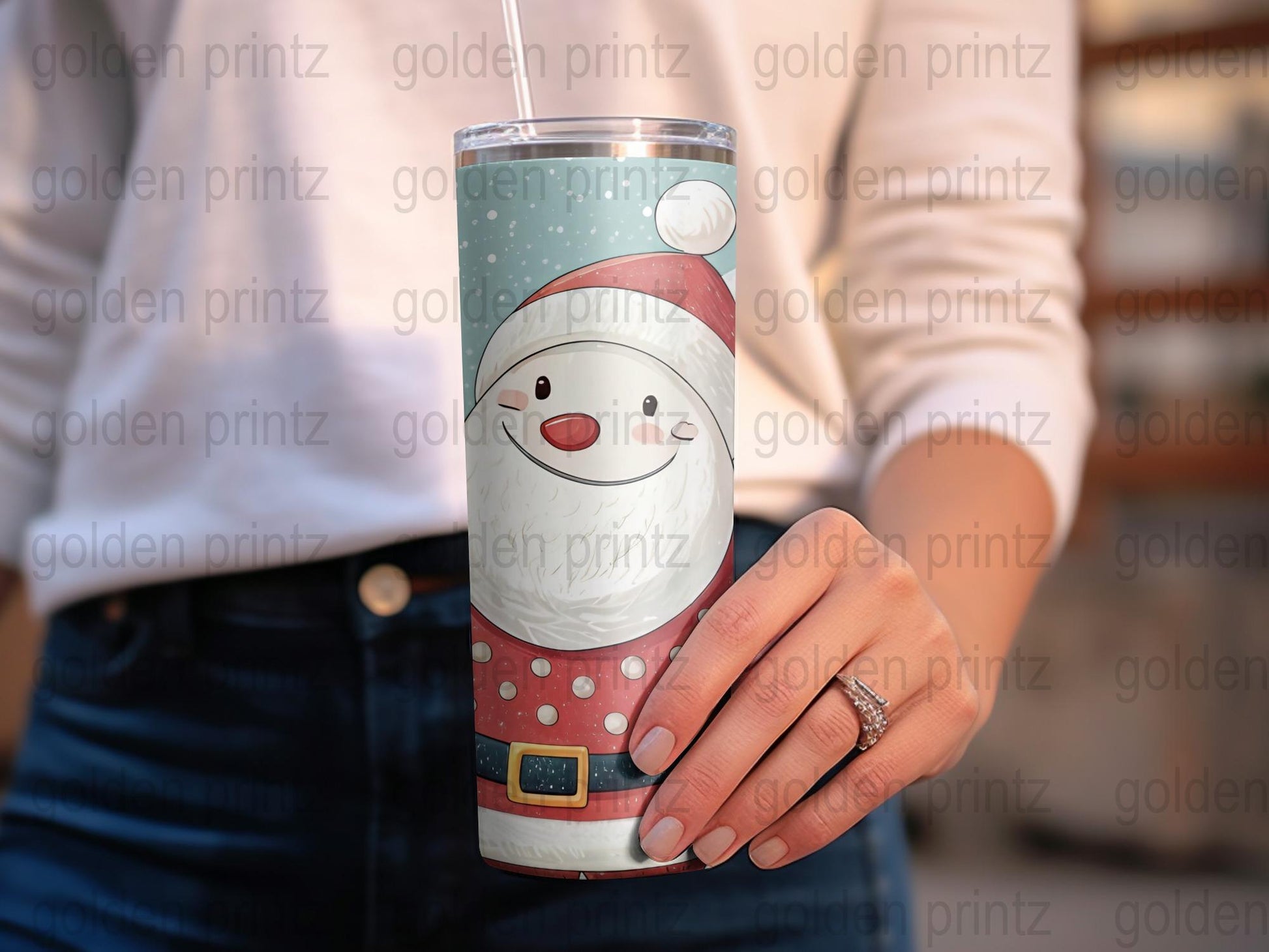Christmas Tumbler with Snowman Design, Holiday Drinkware, Insulated Stainless Steel Cup for Winter