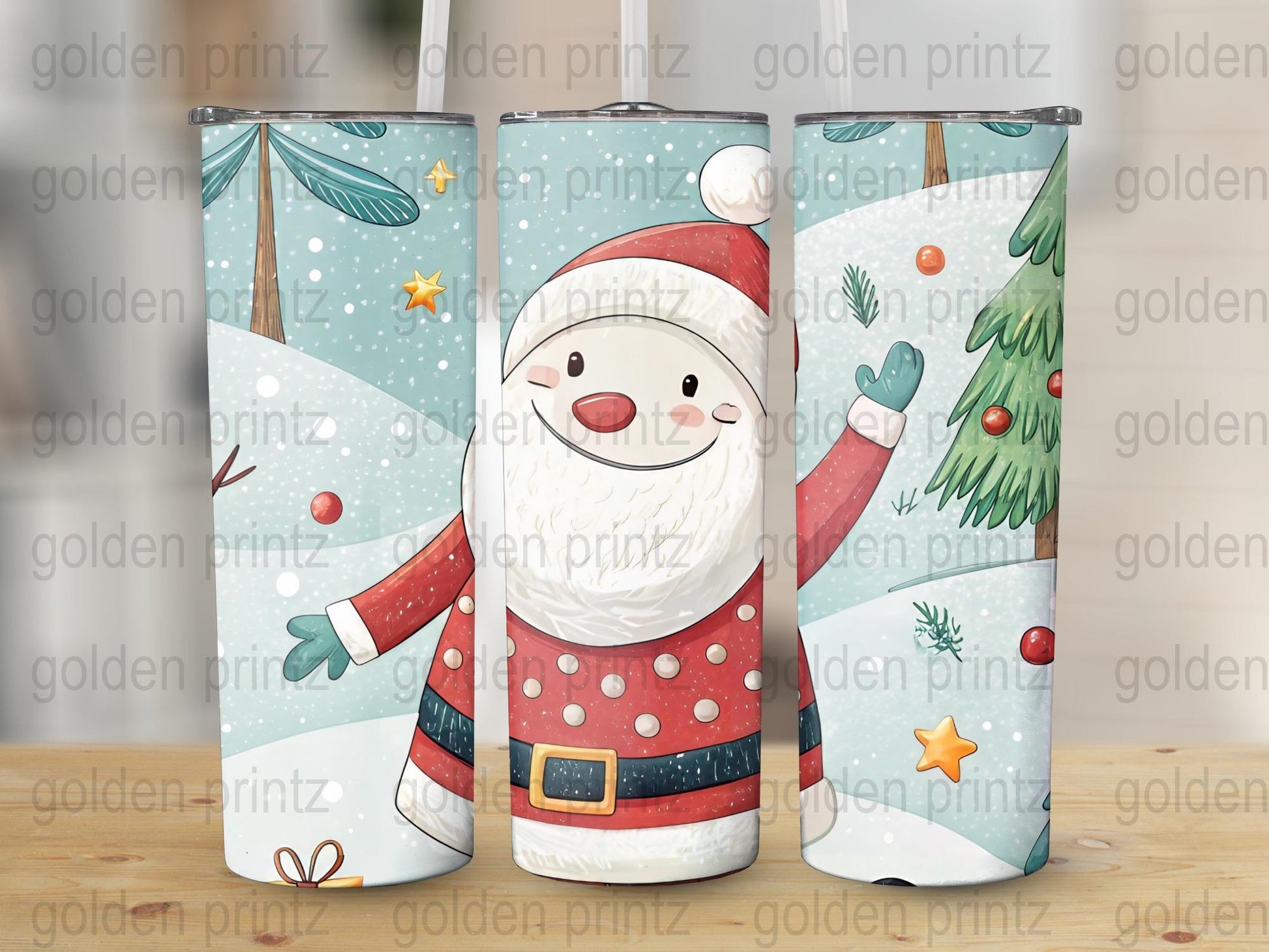 Holiday Santa Claus Tumblers, Christmas Stainless Steel Drinkware, Festive Insulated Cups with Lids