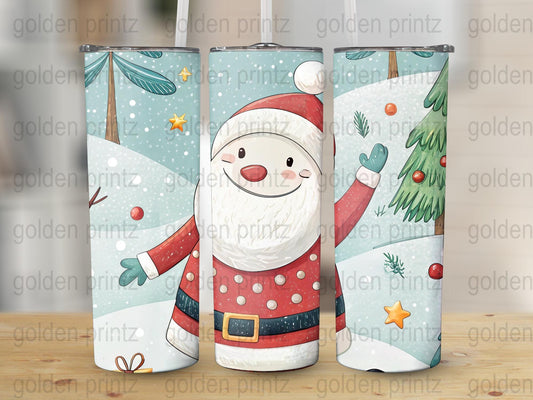 Holiday Santa Claus Tumblers, Christmas Stainless Steel Drinkware, Festive Insulated Cups with Lids