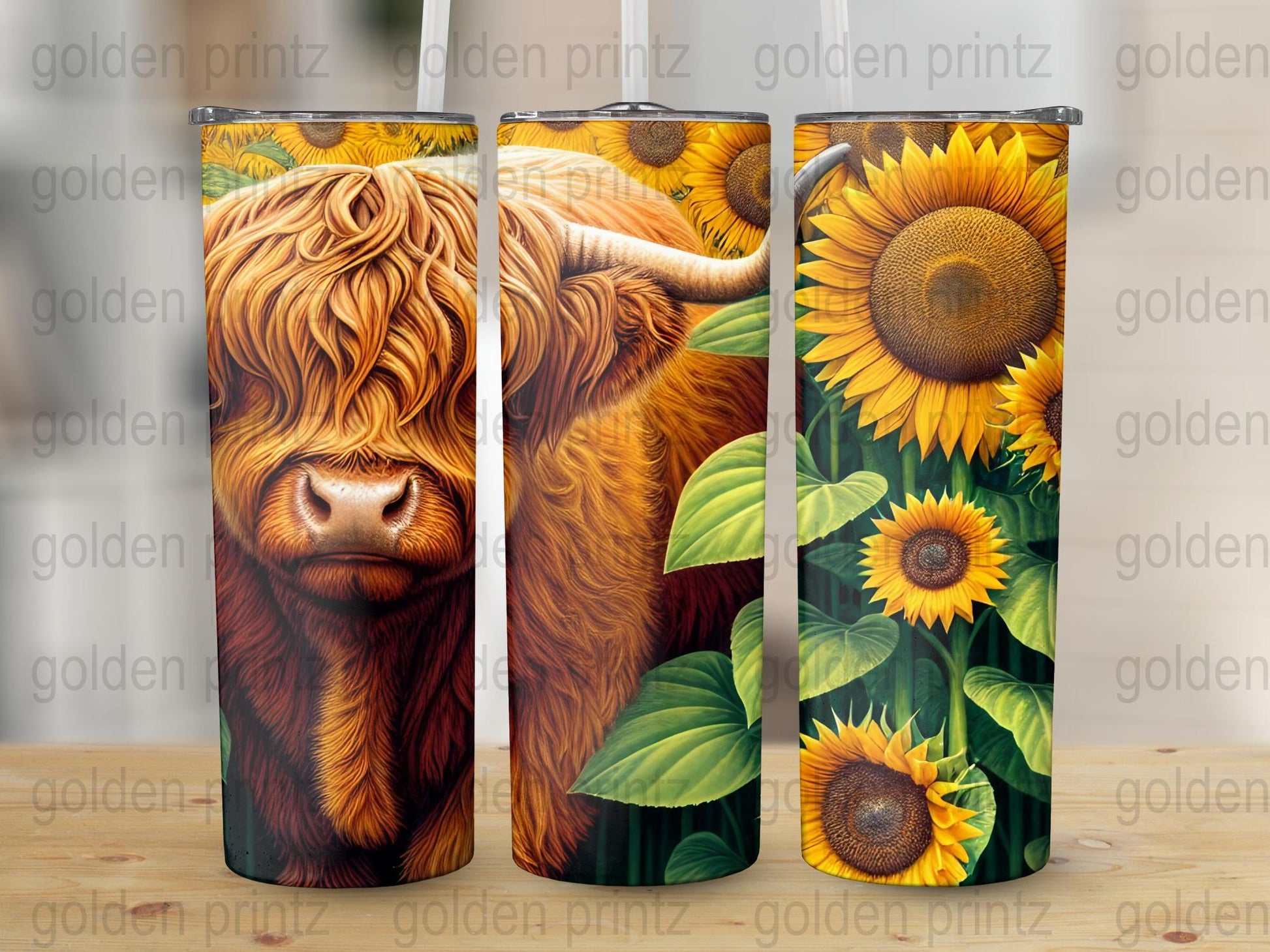 Highland Cow and Sunflower Tumbler, Rustic Animal Print Travel Mug, Unique Gift Idea, Insulated Drinkware for Coffee and Tea
