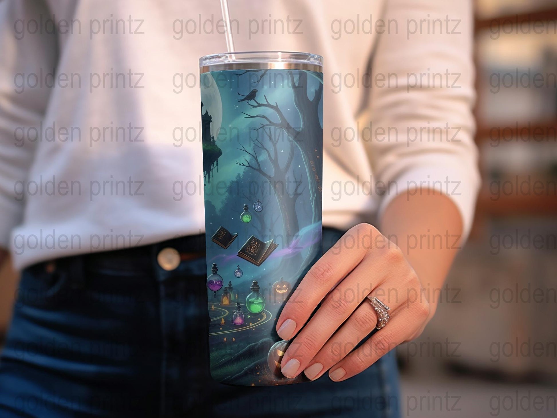 Enchanted Forest Tumbler, Witchy Aesthetic, Spooky Trees, Magic Potion, Insulated Drinkware, Unique Gift Idea