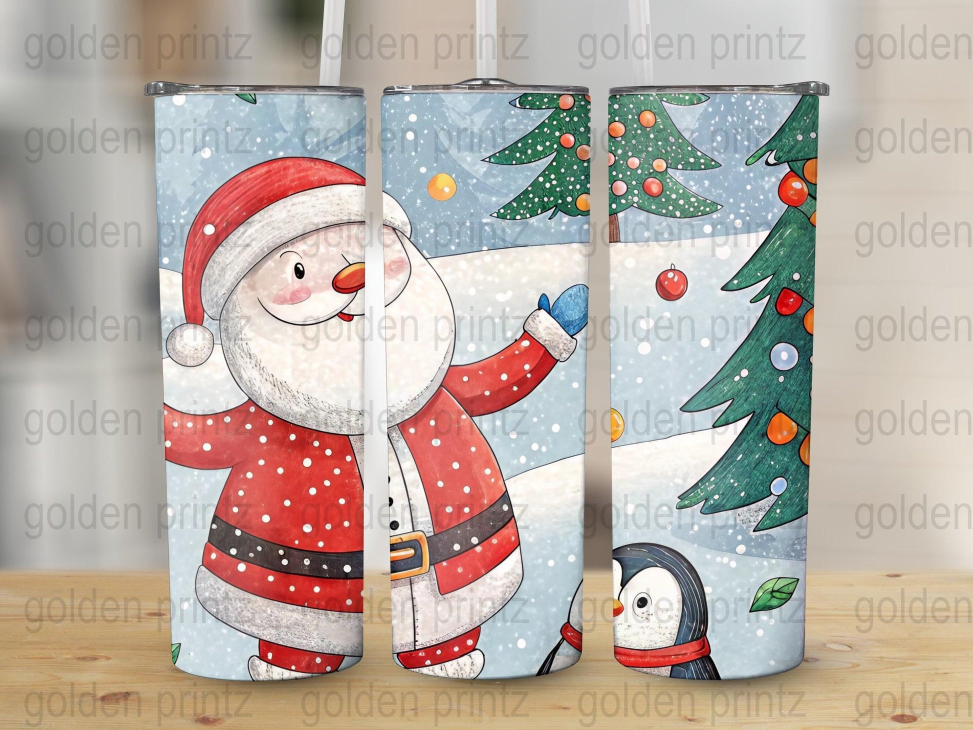 Christmas Phone Cases, Santa Claus and Penguin Design, Festive Holiday Tree Snowy Art, Winter Theme Protective Covers
