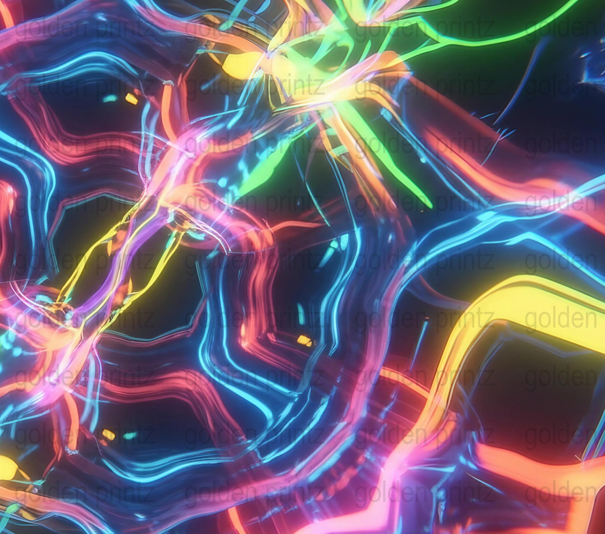 Colorful Abstract Neon Art Print, Modern Fluorescent Wall Decor, Vibrant Home Office Artwork