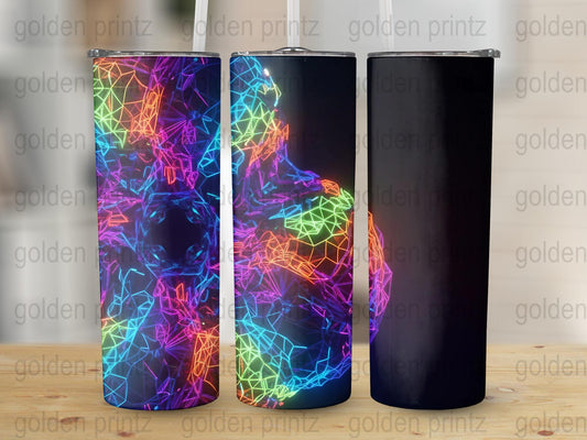 Colorful Neon Light Tumblers, Stainless Steel Insulated Cups, Unique Drinkware, Gift for Tech Lovers