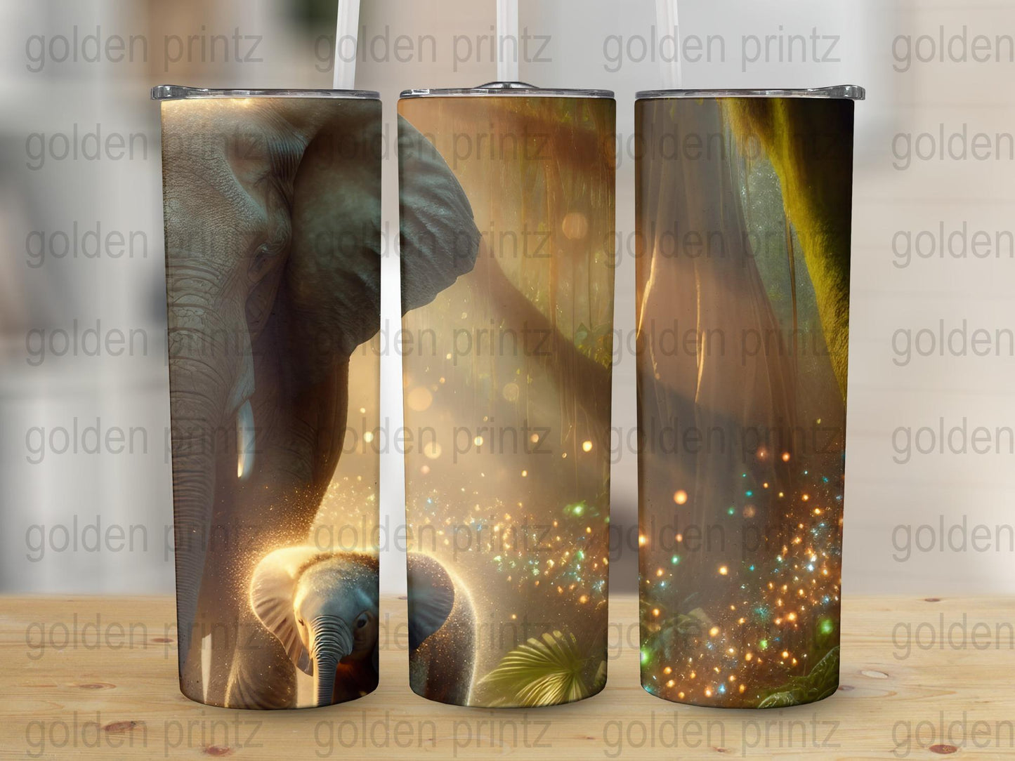 Elephant Themed Tumbler, Jungle Animal Print, Stainless Steel Travel Mug, Gift Idea, 20oz