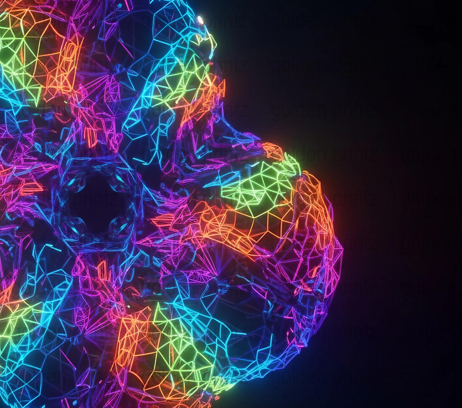 Vibrant Neon Skull Art Print, Colorful Geometric Skull Poster, Abstract Home Decor, Neon Wall Art, Unique Gift Idea for Halloween