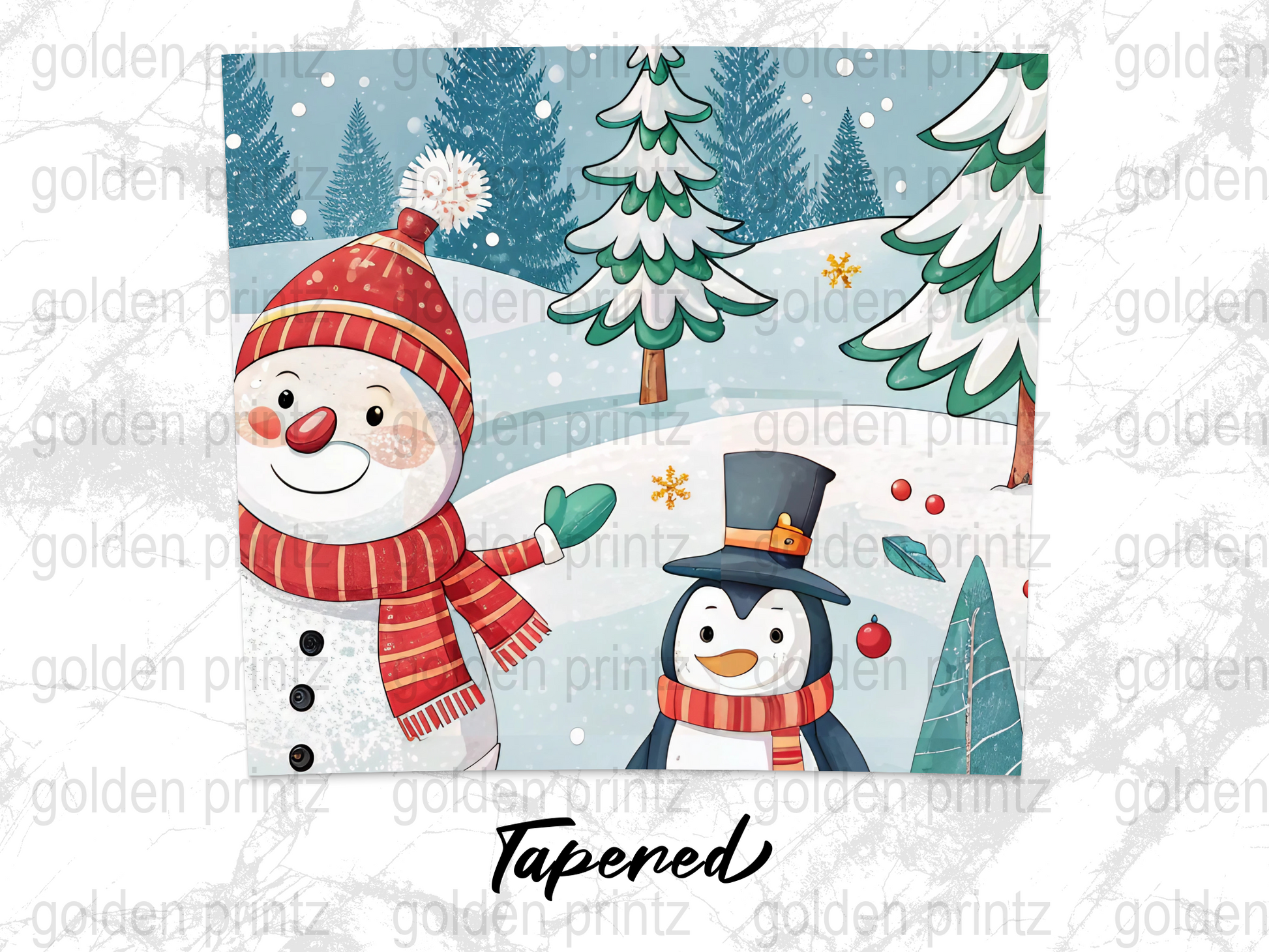 Winter Snowman and Penguin Print, Cute Holiday Wall Art, Christmas Decor, Festive Seasonal Illustration