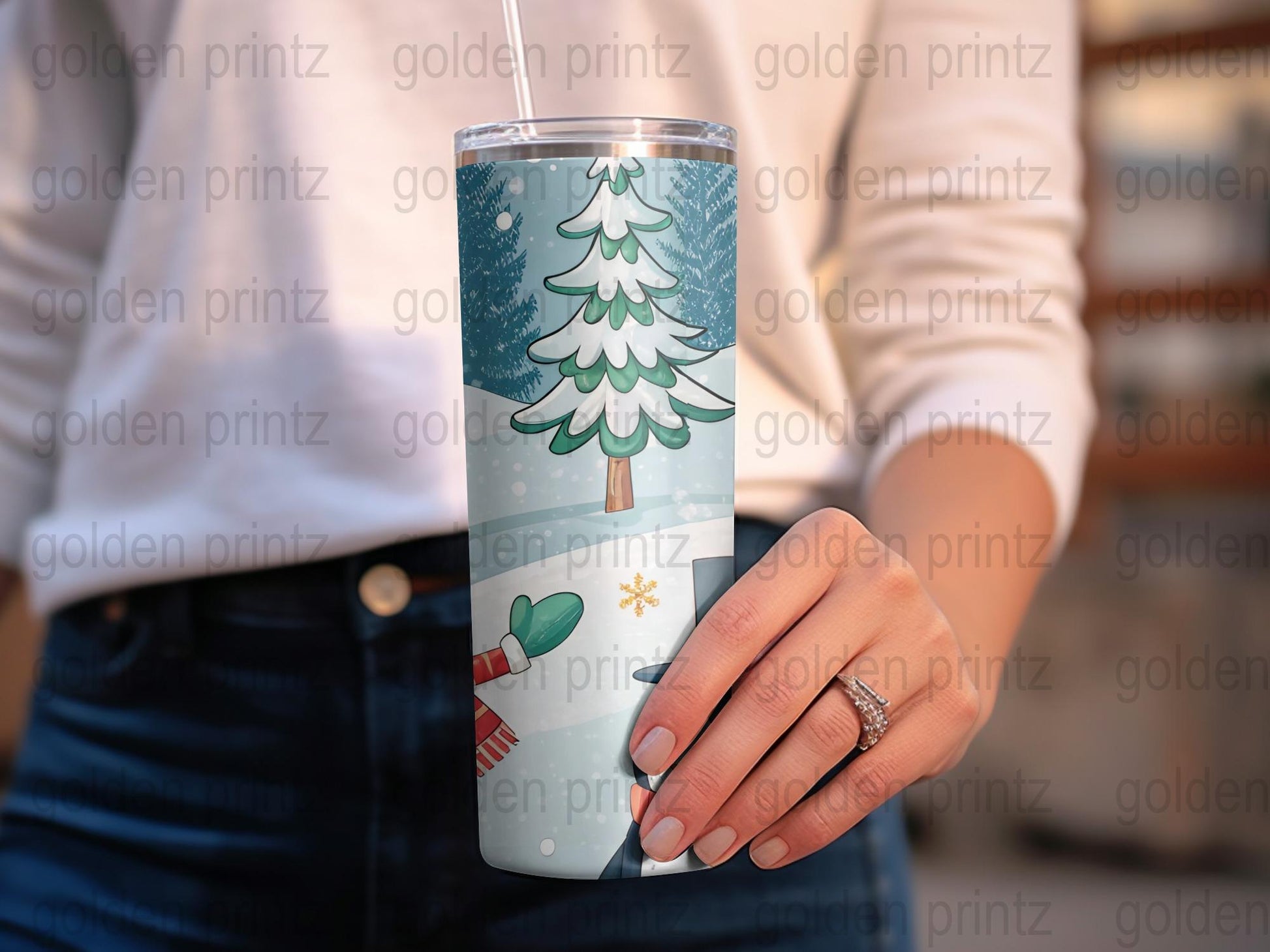 Winter Holiday Tumbler, Christmas Tree Design, Insulated Travel Cup, Seasonal Gift Idea, Festive Drinkware